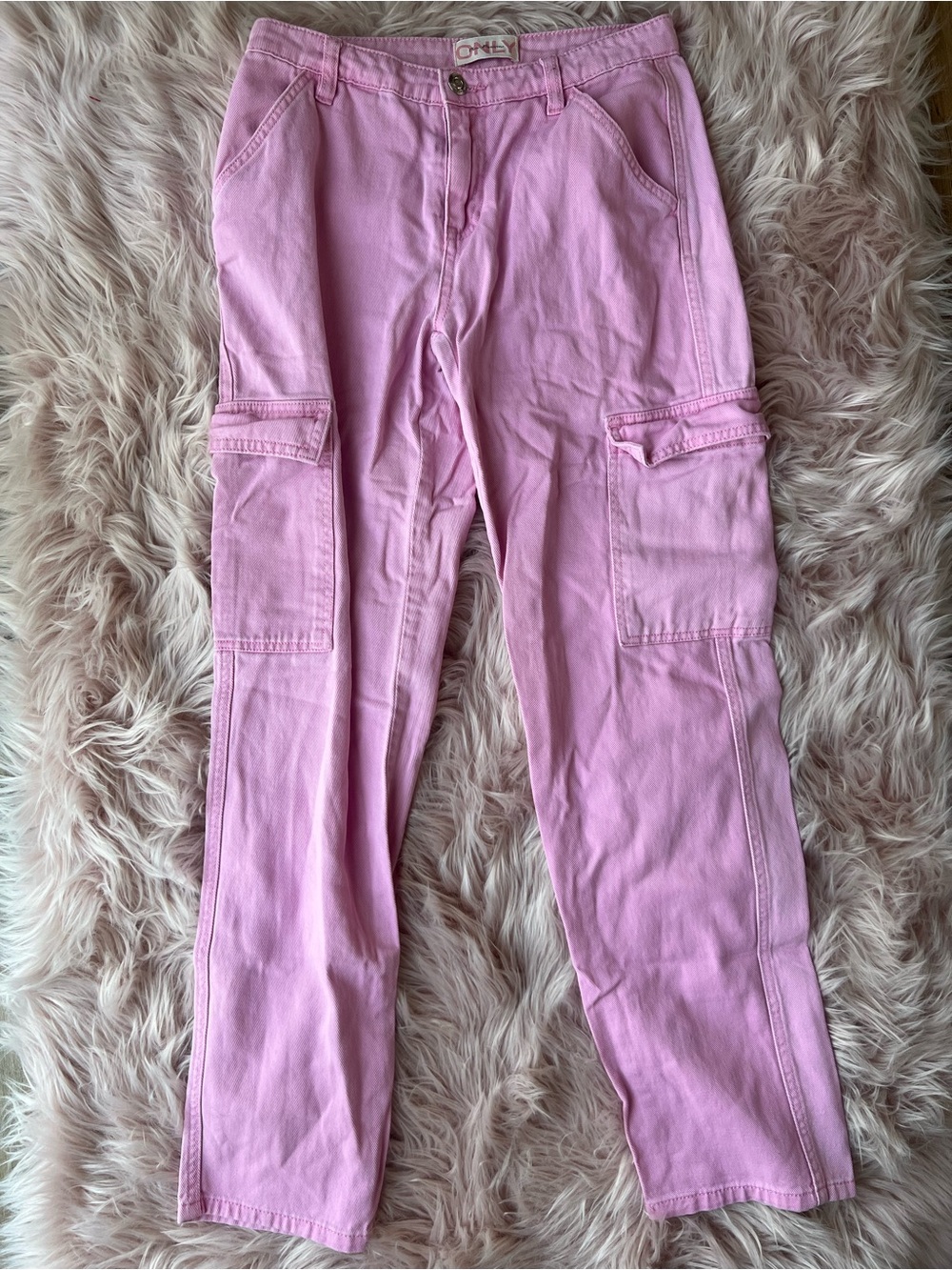 Only Pink High-Rise Cargo Pants XS